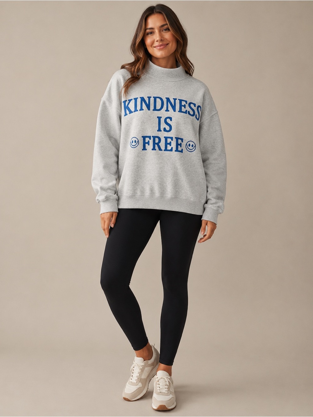 Bucket List Kindness Is Free Reversible Mock Neck Sweatshirt S/M NEW